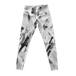 A6 NEW ALO YOGA Airbrush Black/White Marble Pattern Print Legging Pants Size XS